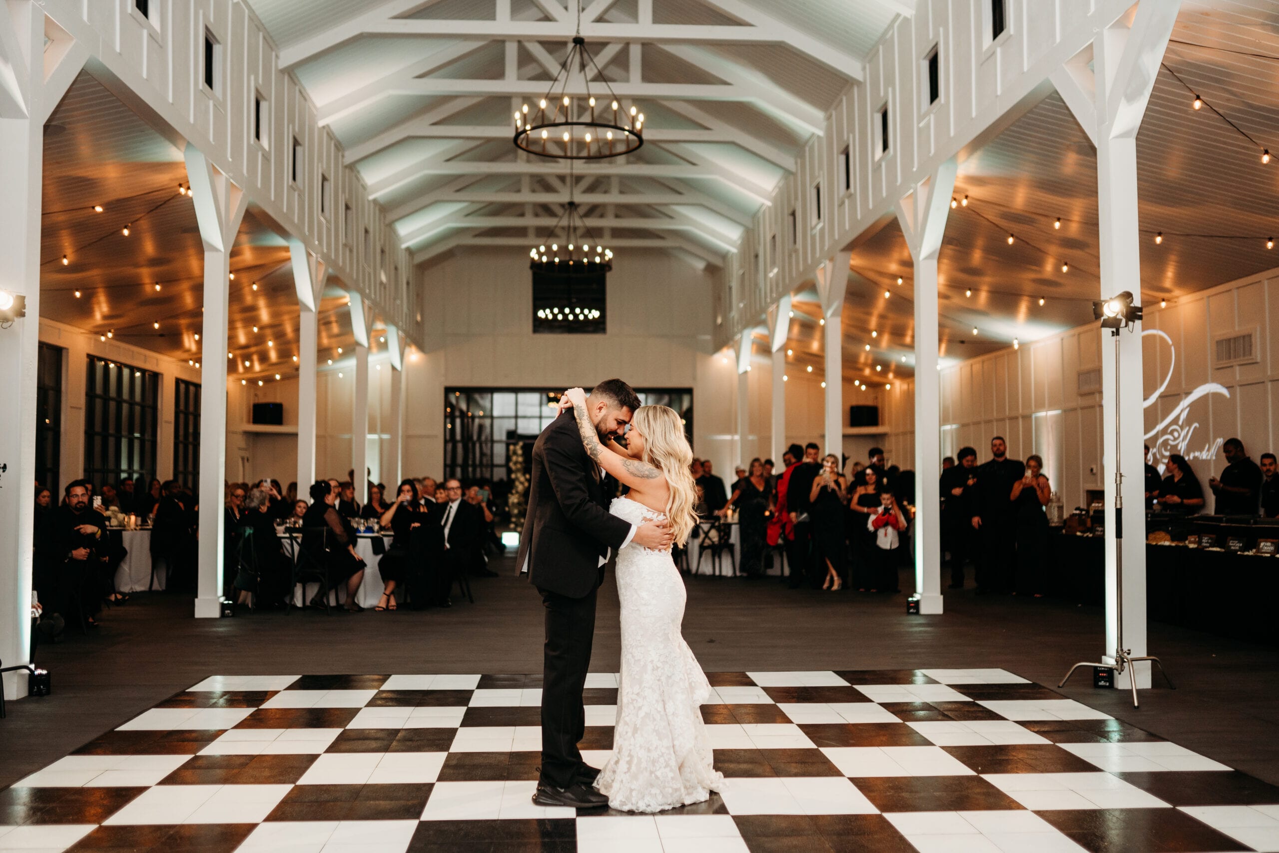 black/white checkered dance floor